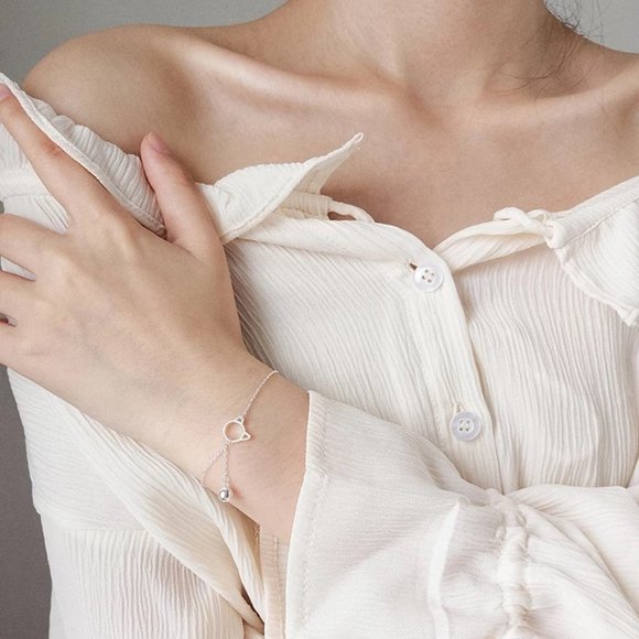 14k Gold Adorable Cat Sterling Silver Bracelet Sterling Silver - Picture 5 of 10